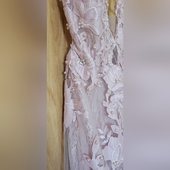 Lace Aplique Deep V Neck Trumpet Gown, size 6, Prom dress - Picture 5 of 16